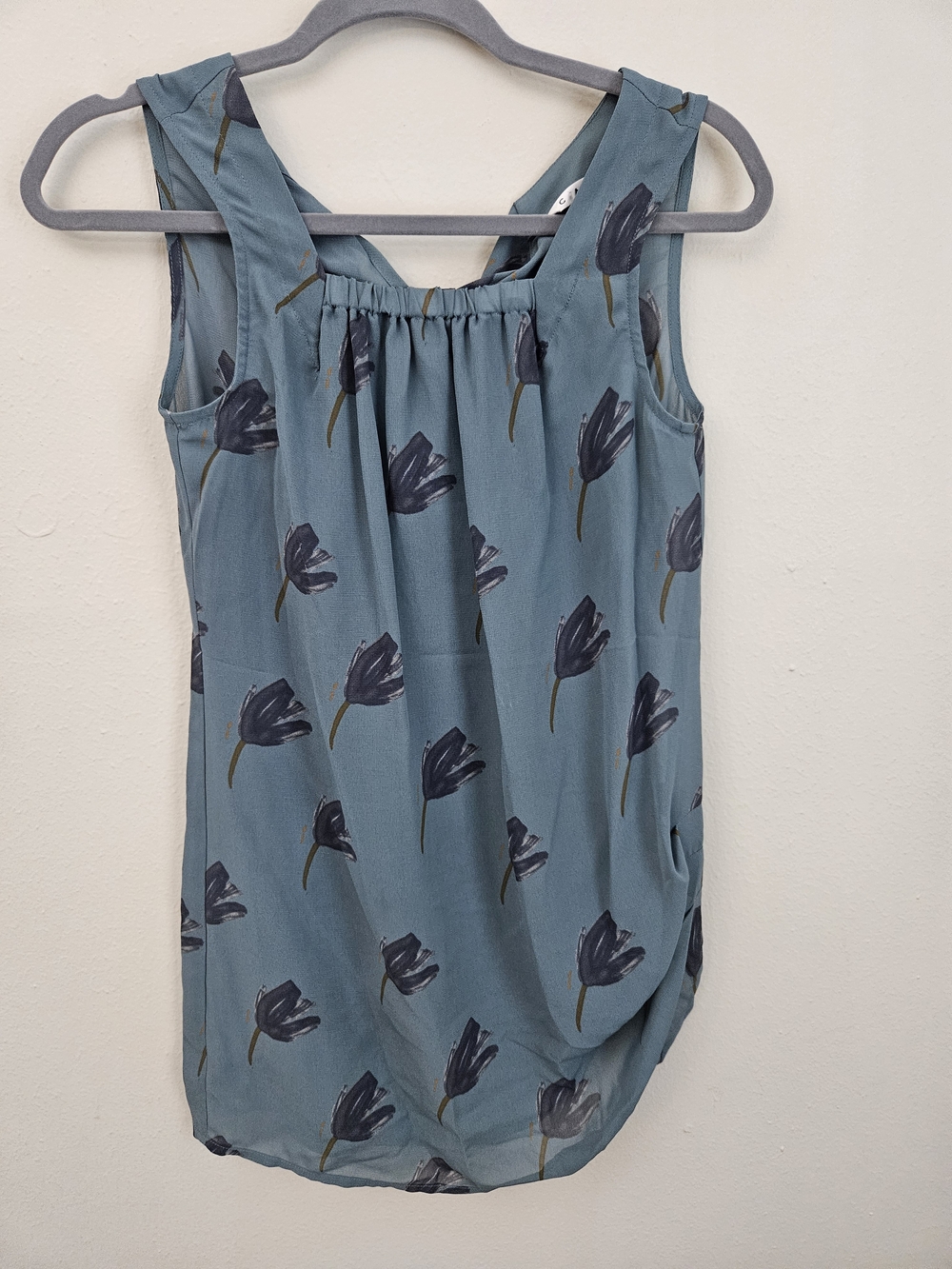 CAbi Teal Green Floral-Print Sleeveless Tank
